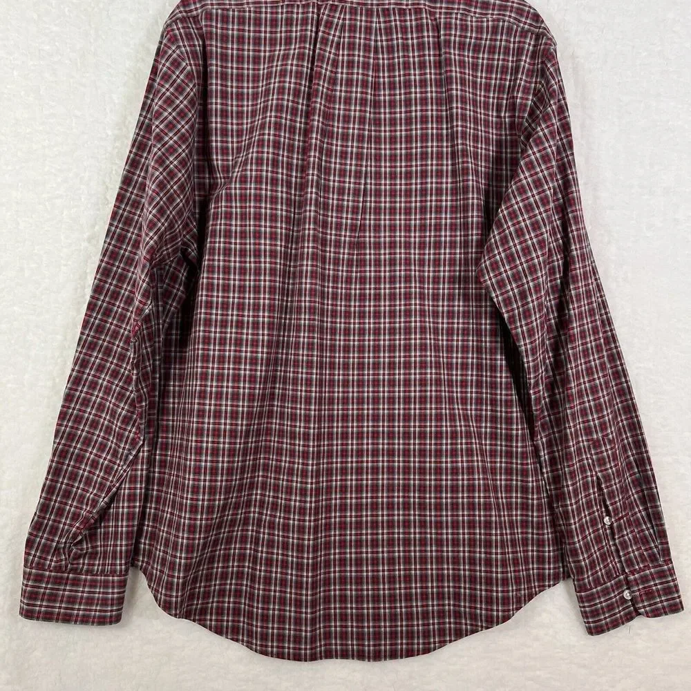 Ralph Lauren Men's Custom Fit Red Long Sleeve Button‎ Down Plaid Shirt Size XL